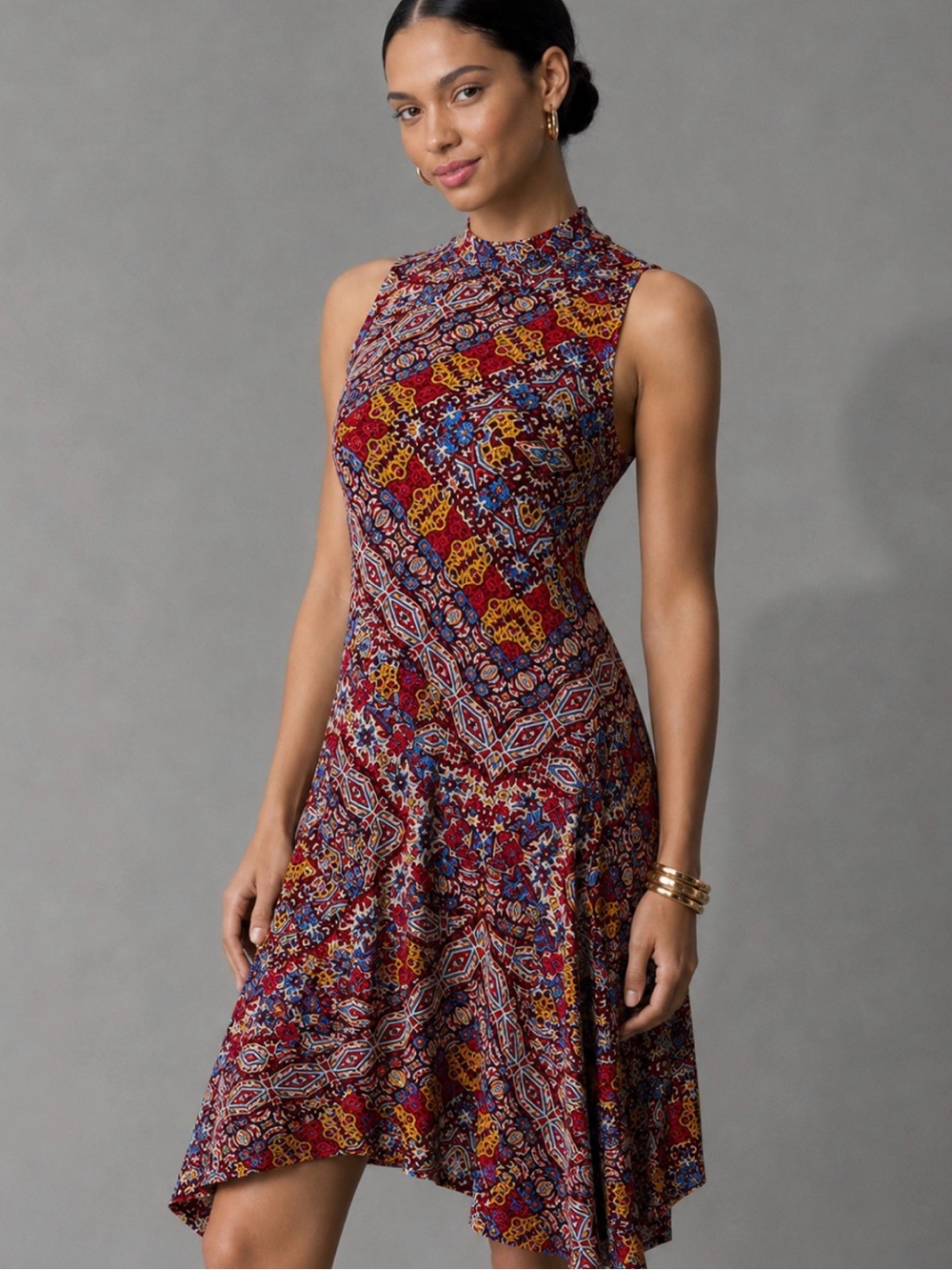 Anthropologie MAEVE Lilt Kaleidoscope Swing Dress Size M